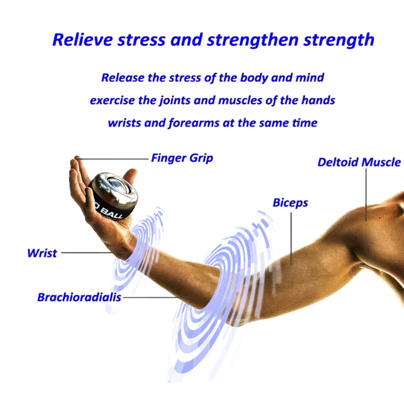 Wrist Power Gyro Ball Self Starting Wrist Trainer Ball Wrist Strengthener Forearm Exerciser for Hand Palm Rehabilitation Fitness